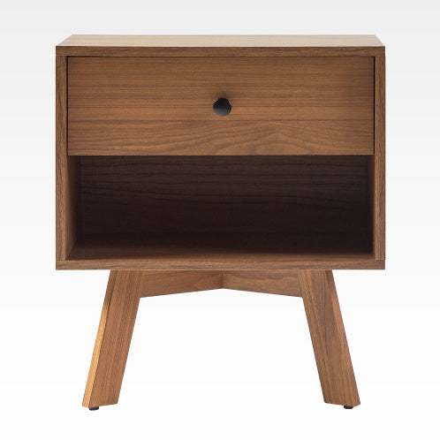 Mid Century Modern Minimalist 1-Drawer Nightstand Mocha