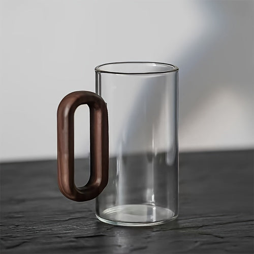 Ecofriendly Glass Mug Set with Dark Walnut Handle