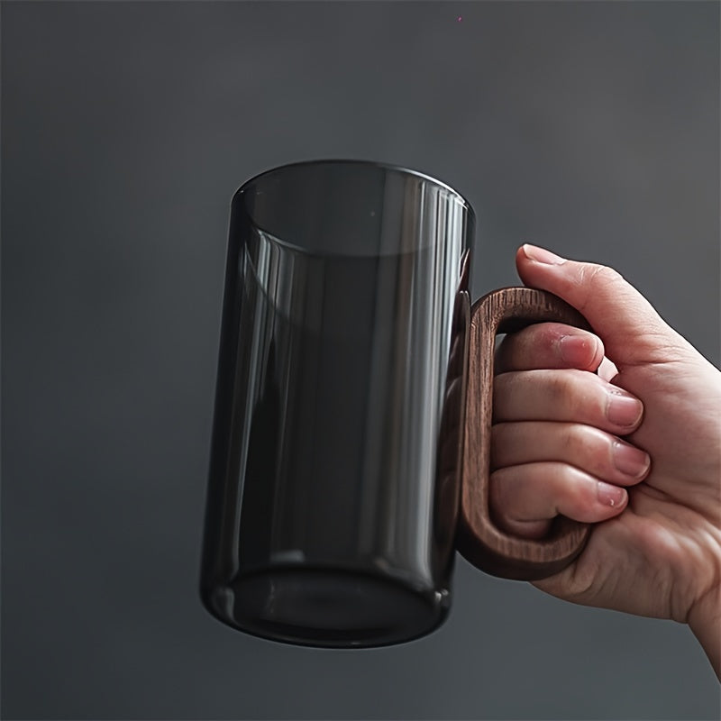 Ecofriendly Glass Mug Set with Dark Walnut Handle