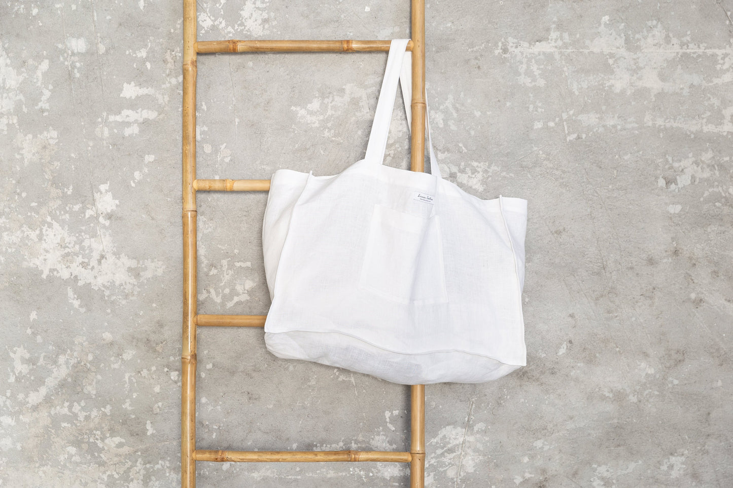 Grey linen beach bag