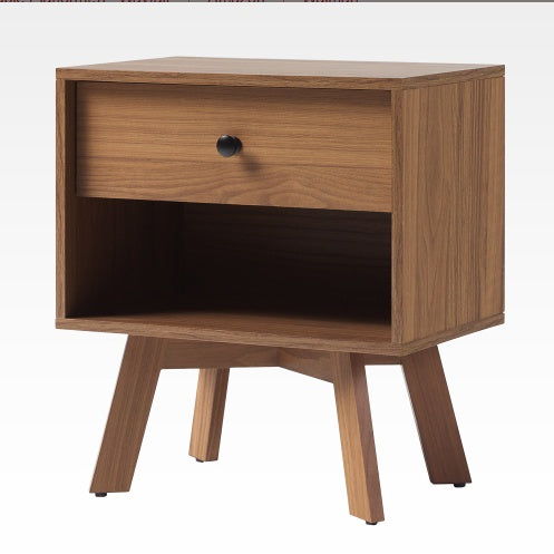 Mid Century Modern Minimalist 1-Drawer Nightstand Mocha