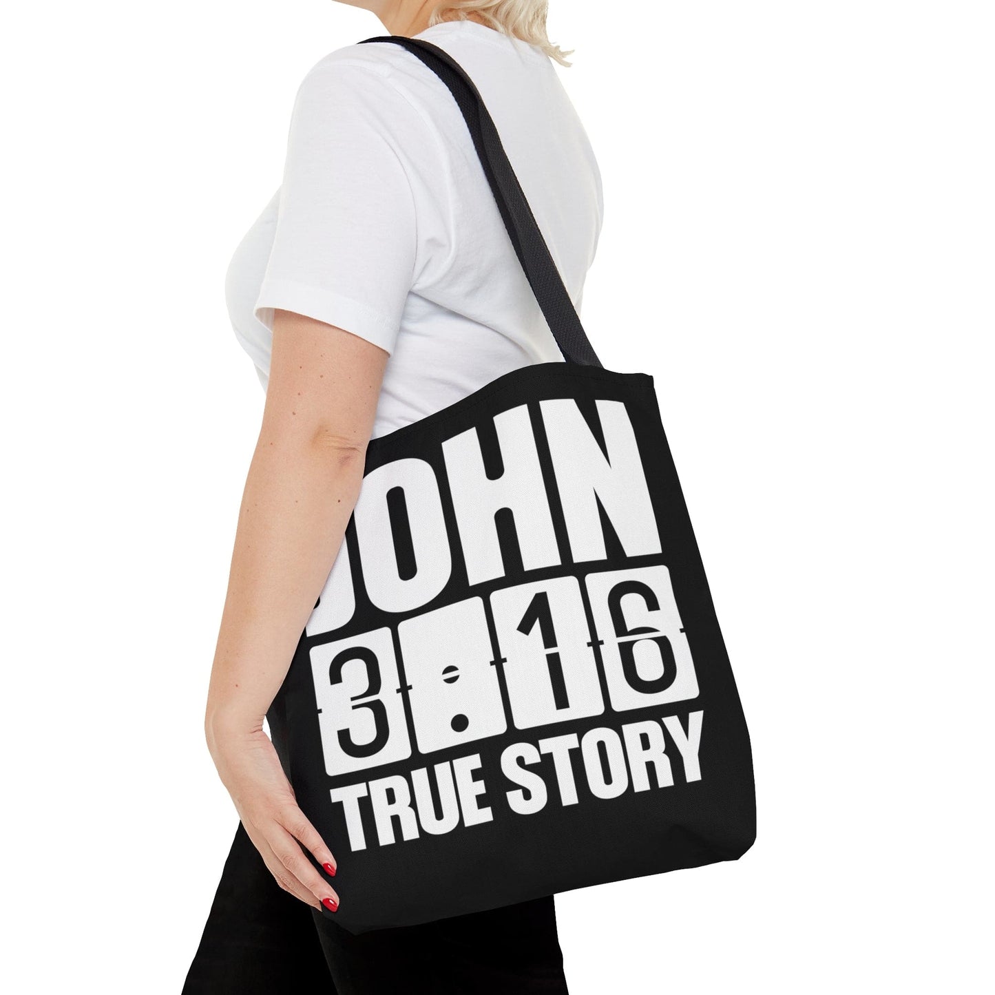 Large Tote Bag John 3:16 True Story - Scripture Inspiration