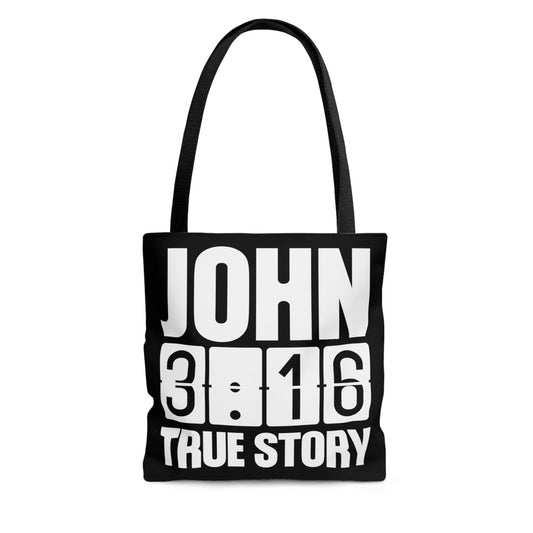 Large Tote Bag John 3:16 True Story - Scripture Inspiration