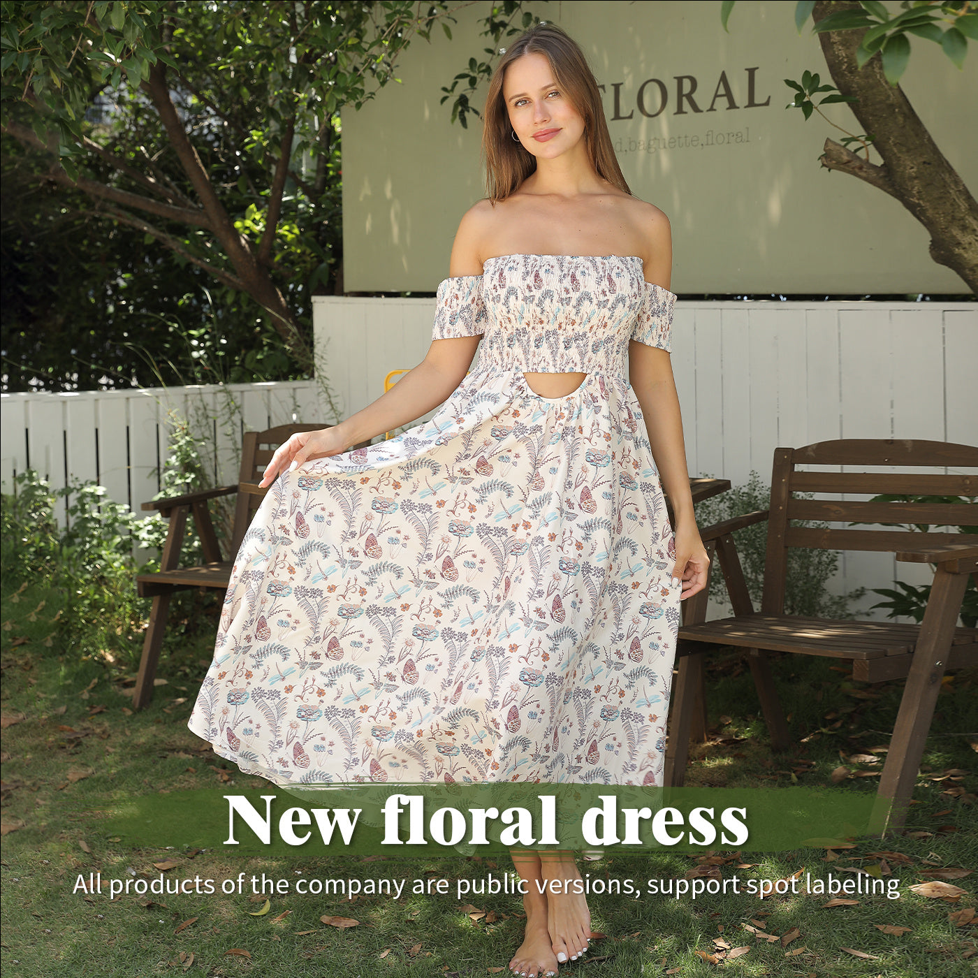 Women's Off Shoulder Strapless Floral Dress