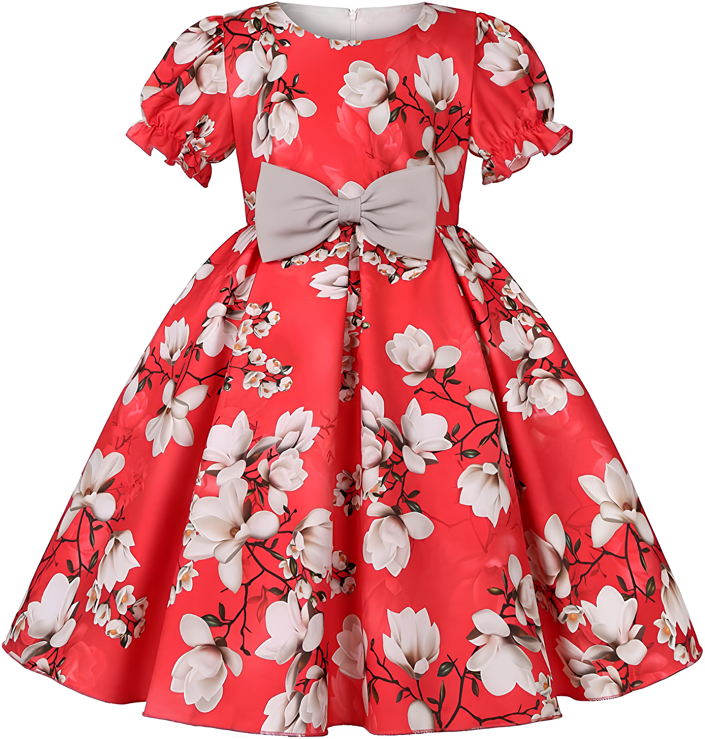 Girl's Satin Floral Printed Frock 6-7-YEARS