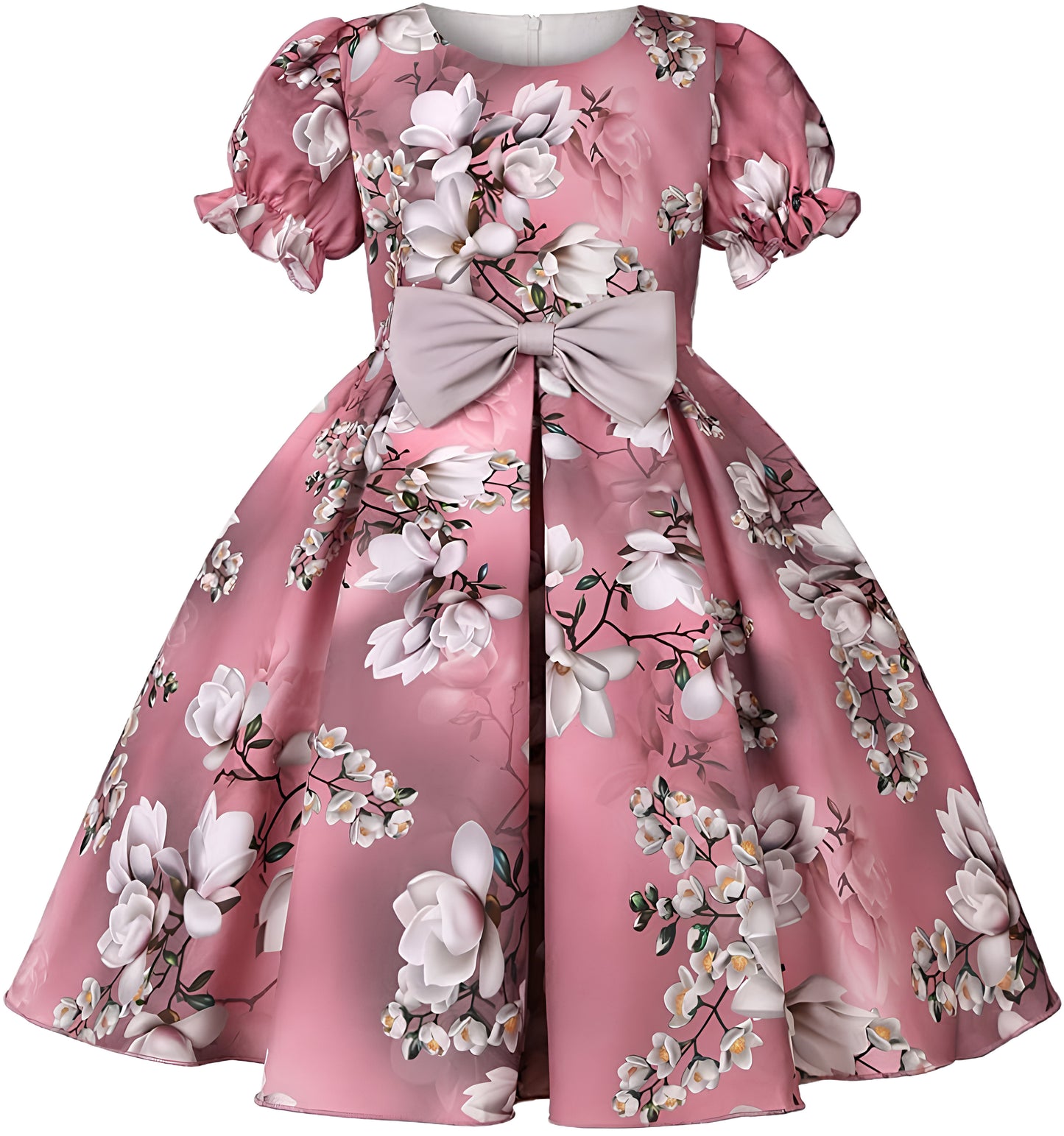 Girl's Satin Floral Printed Frock 1-2-YEARS