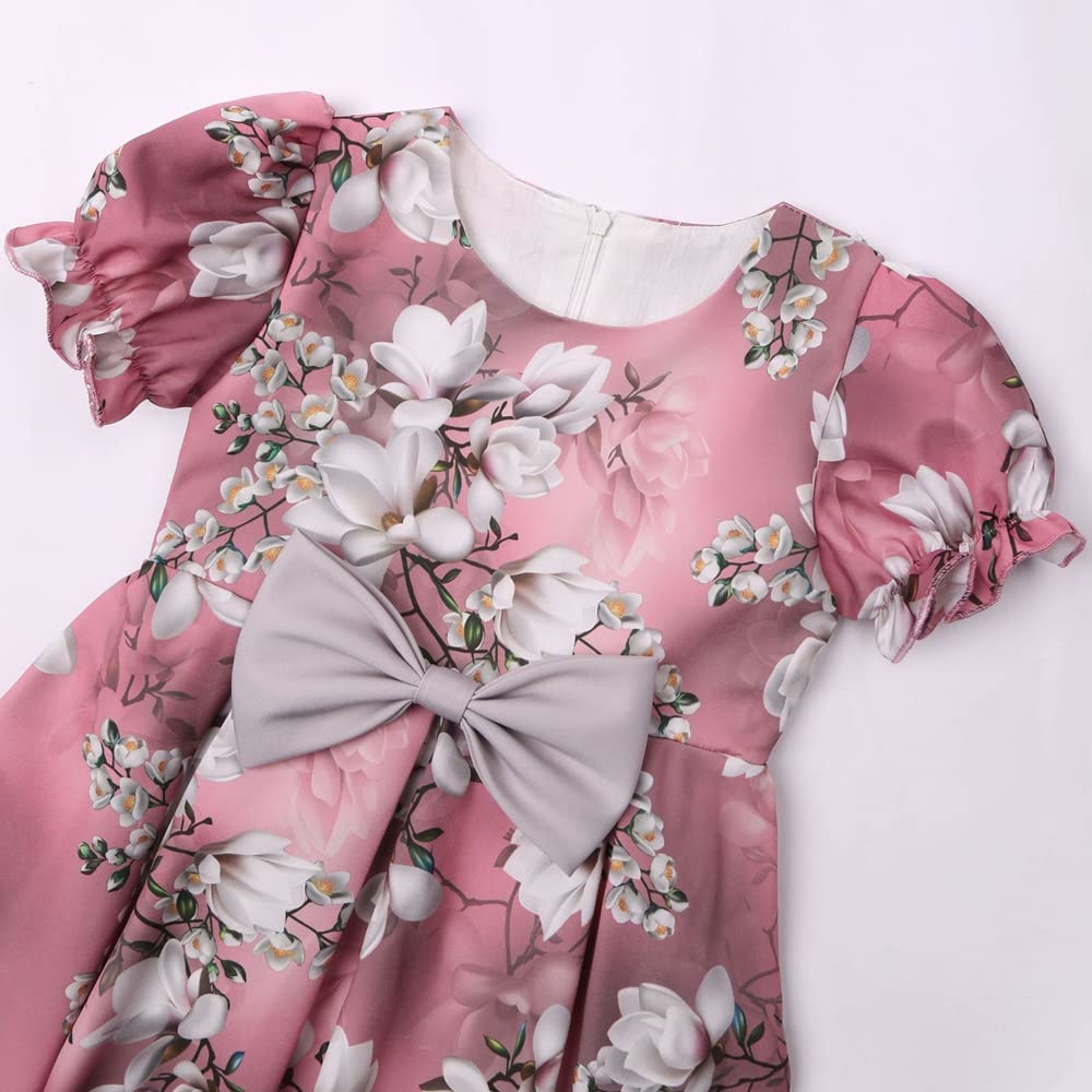 Girl's Satin Floral Printed Frock 1-2-YEARS