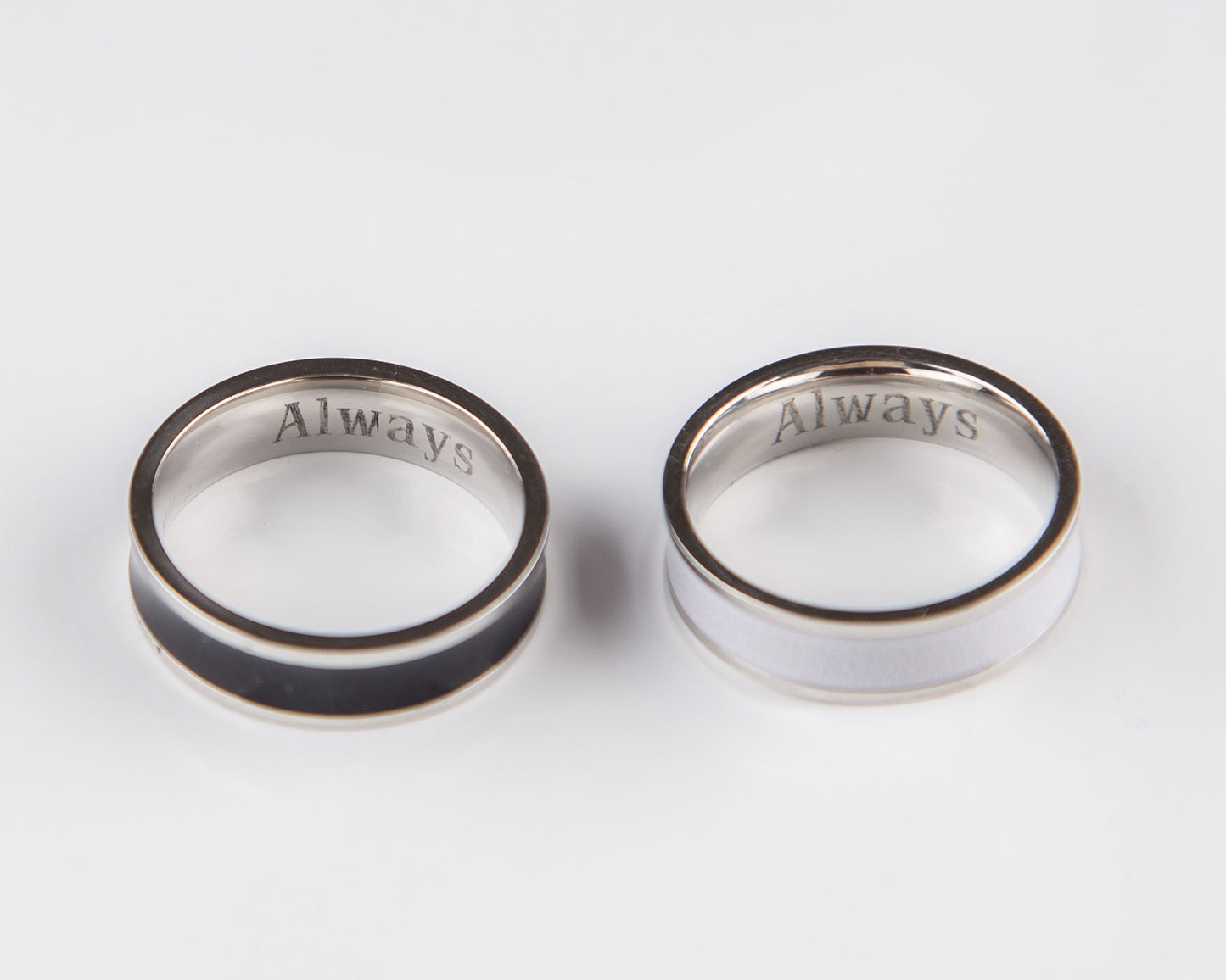 Couple Rings Black and White Personalized Couple Gift, Stainless Steel